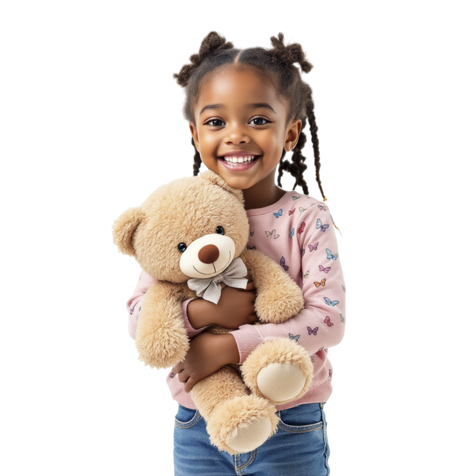 A young girl holding a teddy bear png
