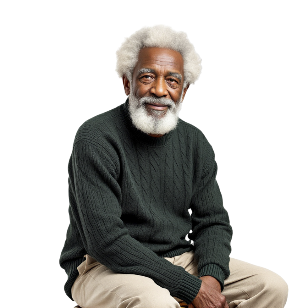 An old man sitting on a stool png