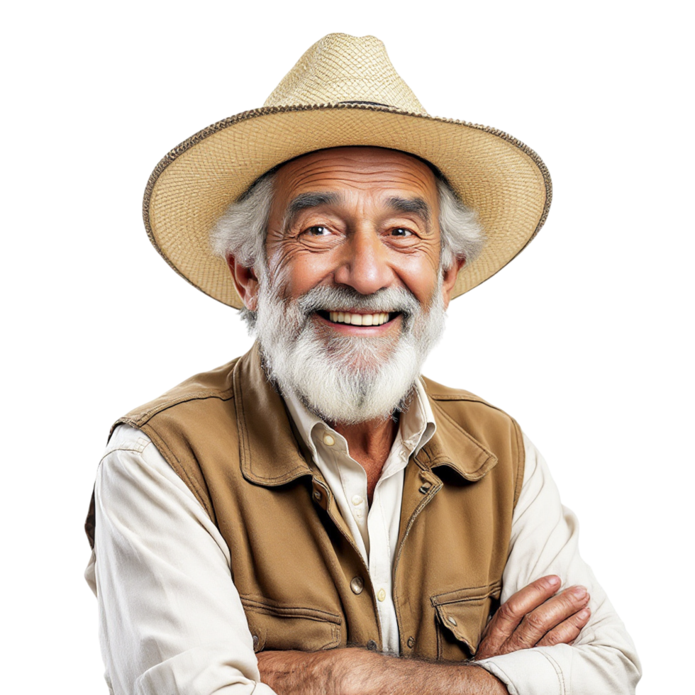 An old man with a white beard and a hat png