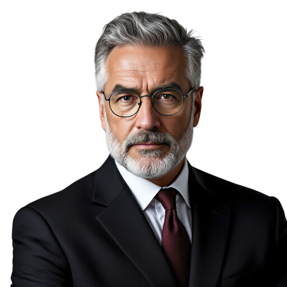 A man with glasses and a beard in a suit png