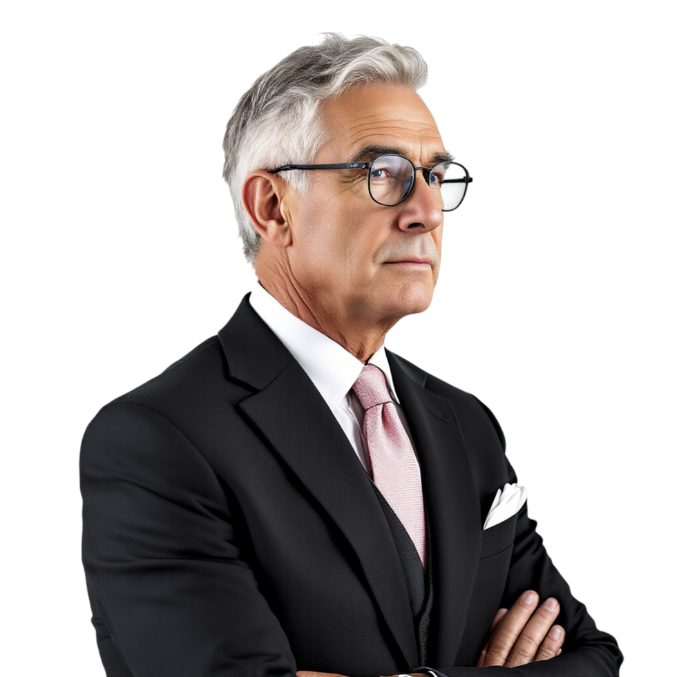 A man in a suit and tie with his arms crossed png