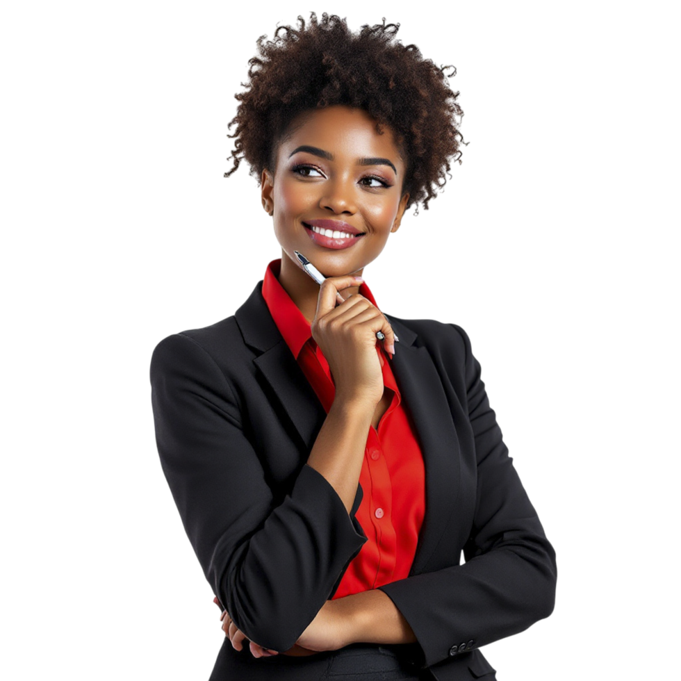 A young african american woman in a business suit png