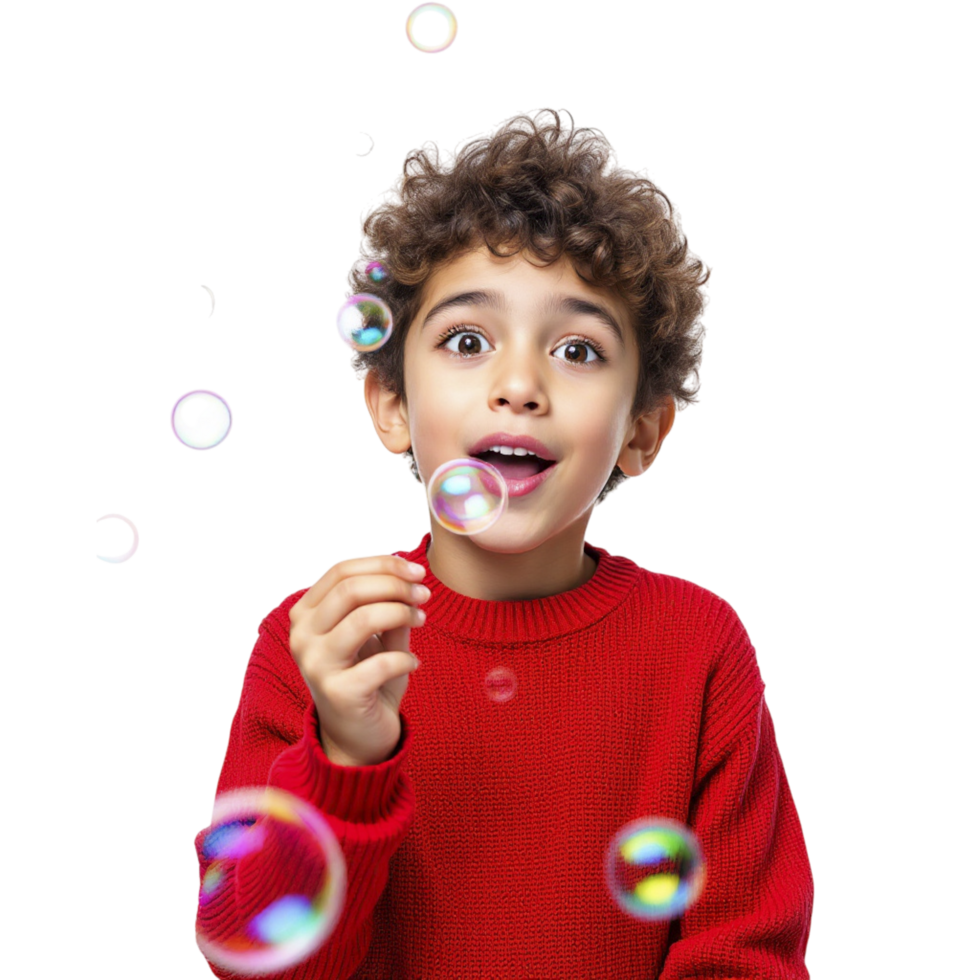 A young boy is blowing bubbles png