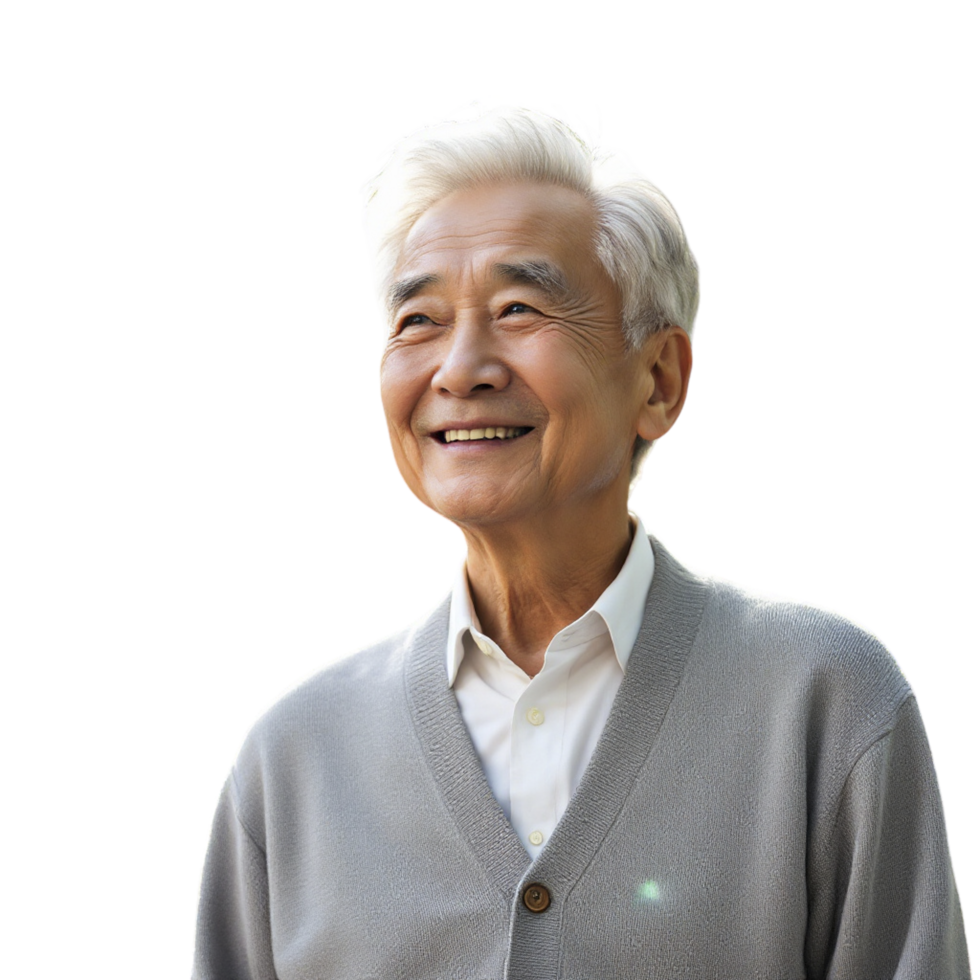 An older man in a sweater smiling png