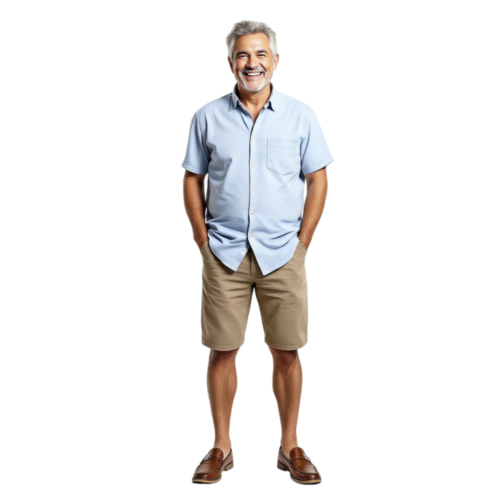 A man in shorts and a shirt standing in front of a black background png