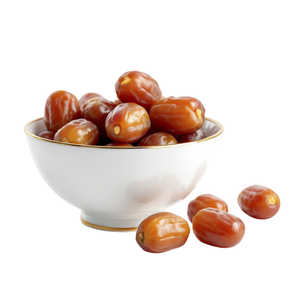 A bowl of dates on a black background png