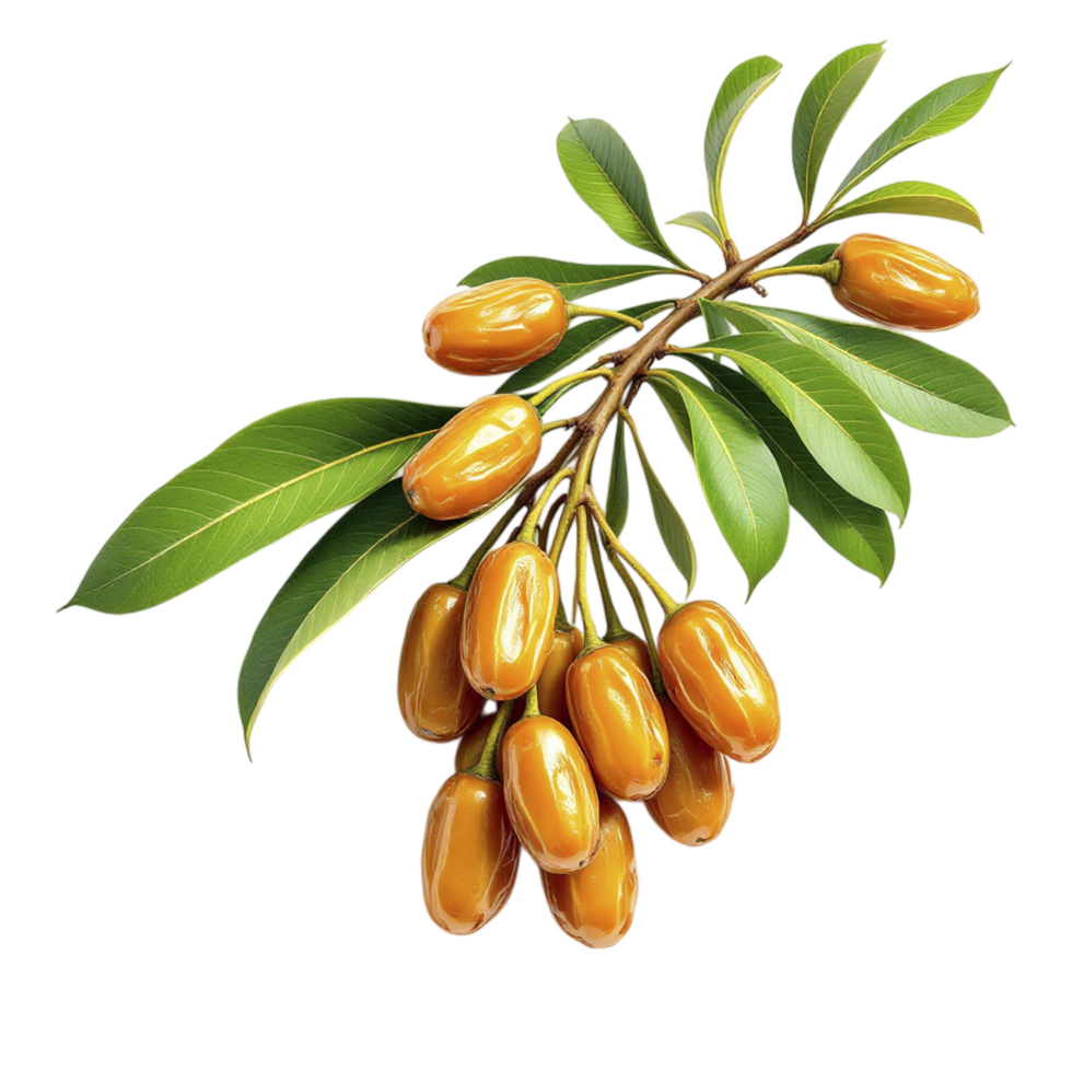 A branch of fruit with leaves on it png