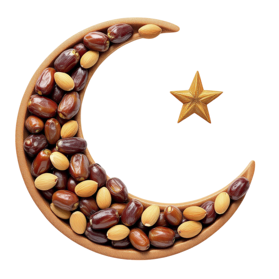 A crescent with dates and a star png