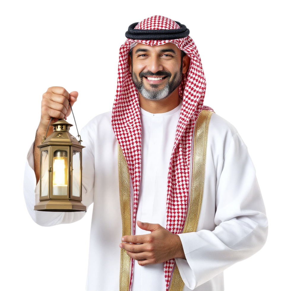 Arab man holding a lantern png