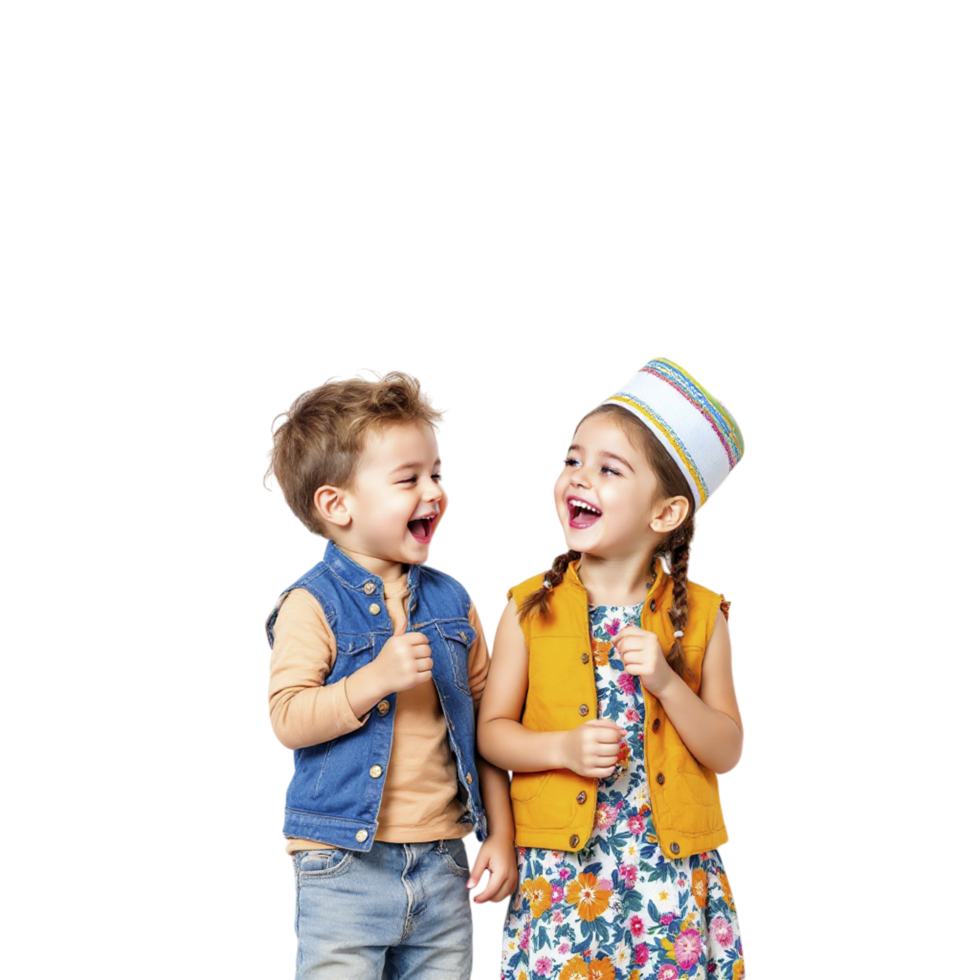 Two children are standing next to each other png