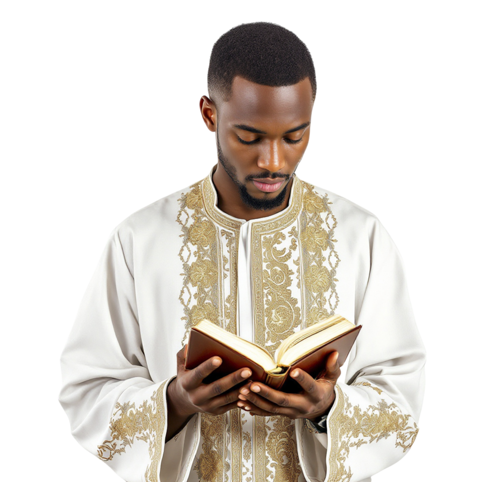 A man in a priest outfit is reading a book png