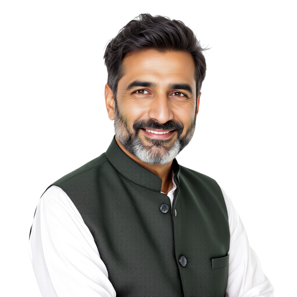 A man with a beard and a green vest png