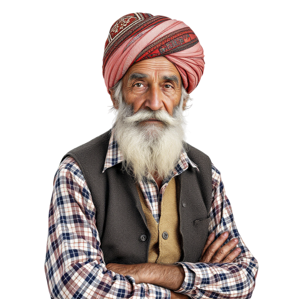 An old man with a turban and beard png