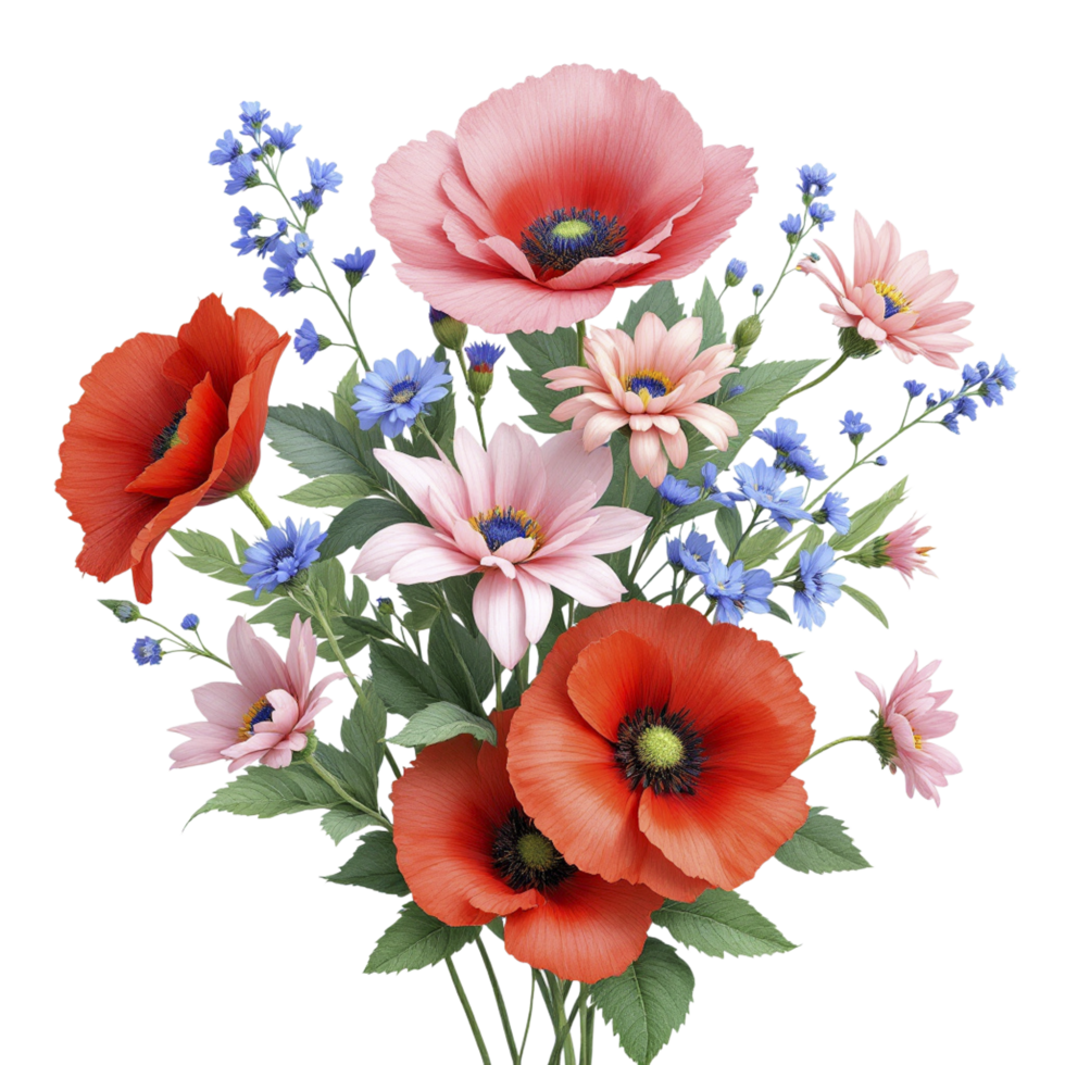 A bouquet of flowers is shown in this image png