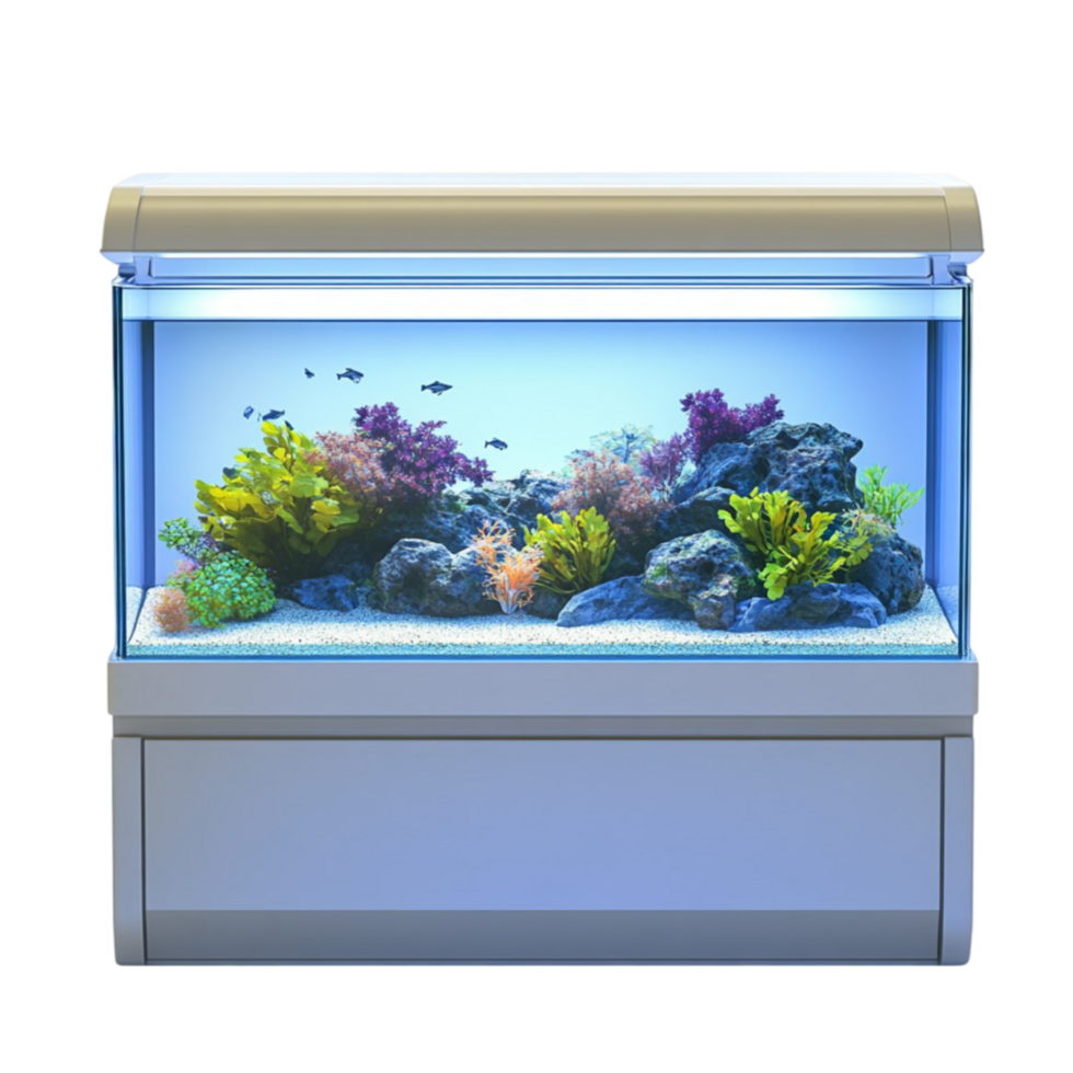 Aquarium with Bright Plants and Exotic Fish Creating a Beautiful Display png