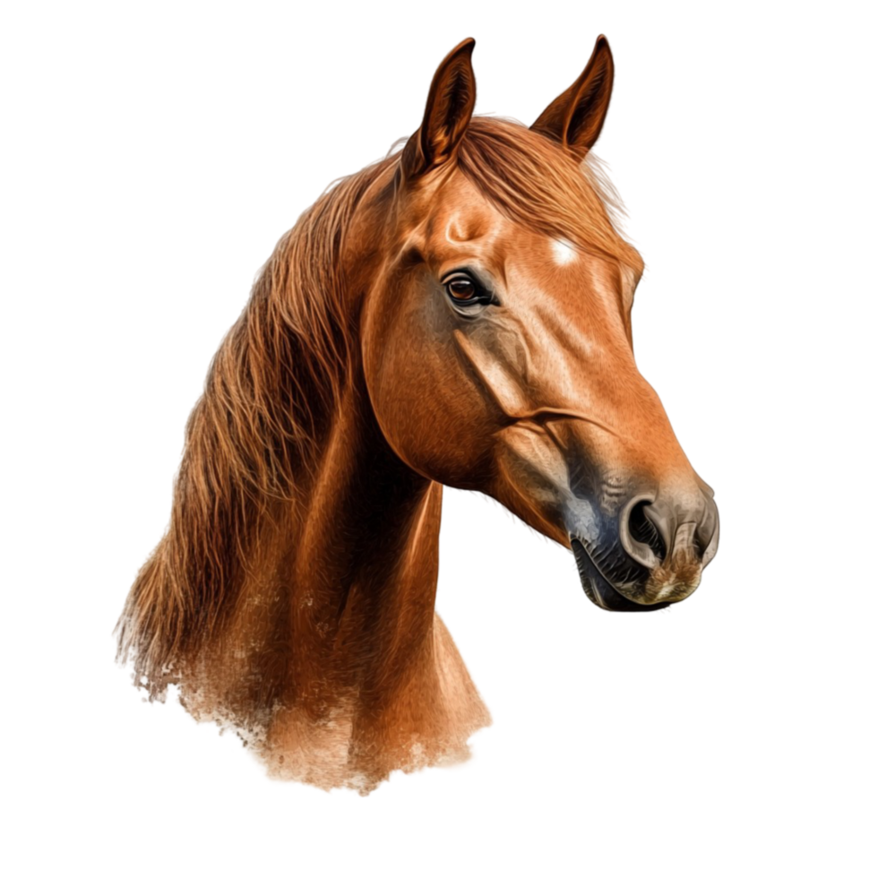 Beautiful Brown Horse Standing with Alert Ears png