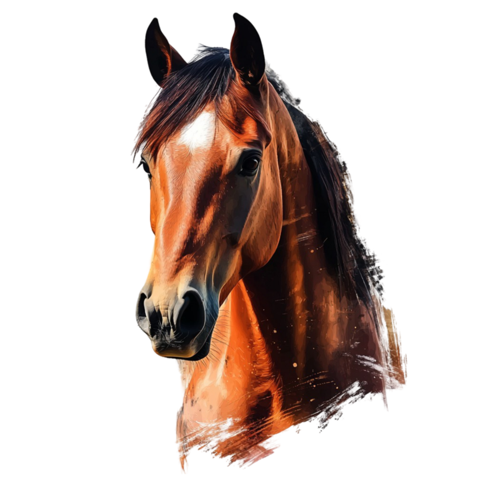 Brown Horse Looking Alert with a Majestic Stance png