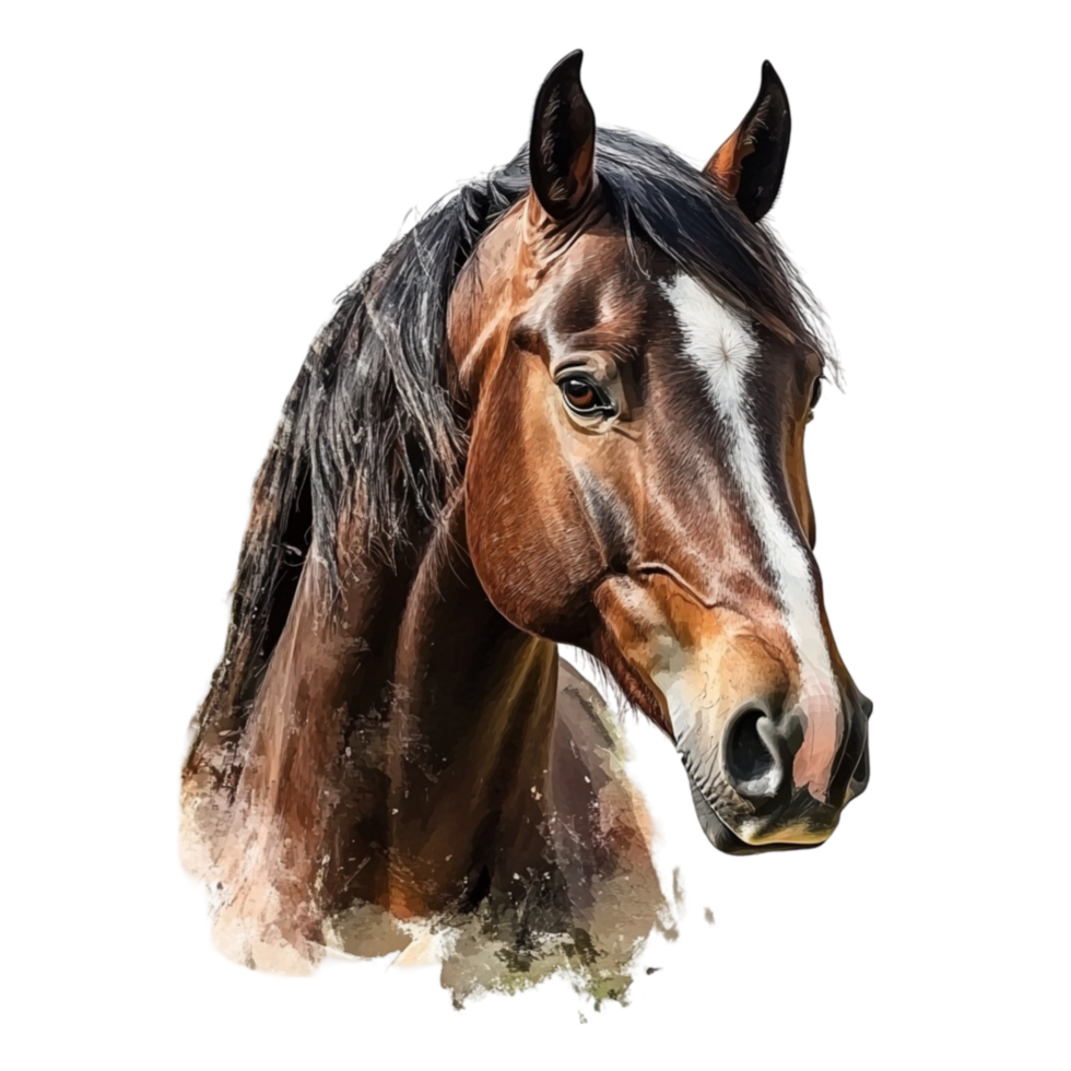 Brown Horse Standing Tall with a Flowing Mane png