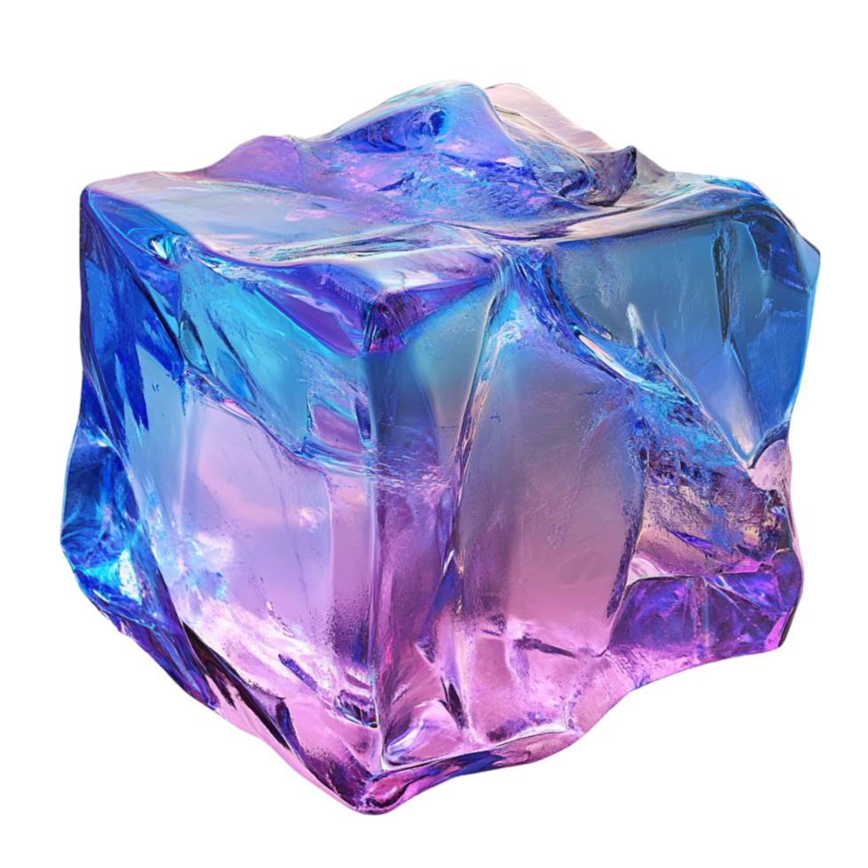 Blue and Purple Ice Cube on Transparent Background png