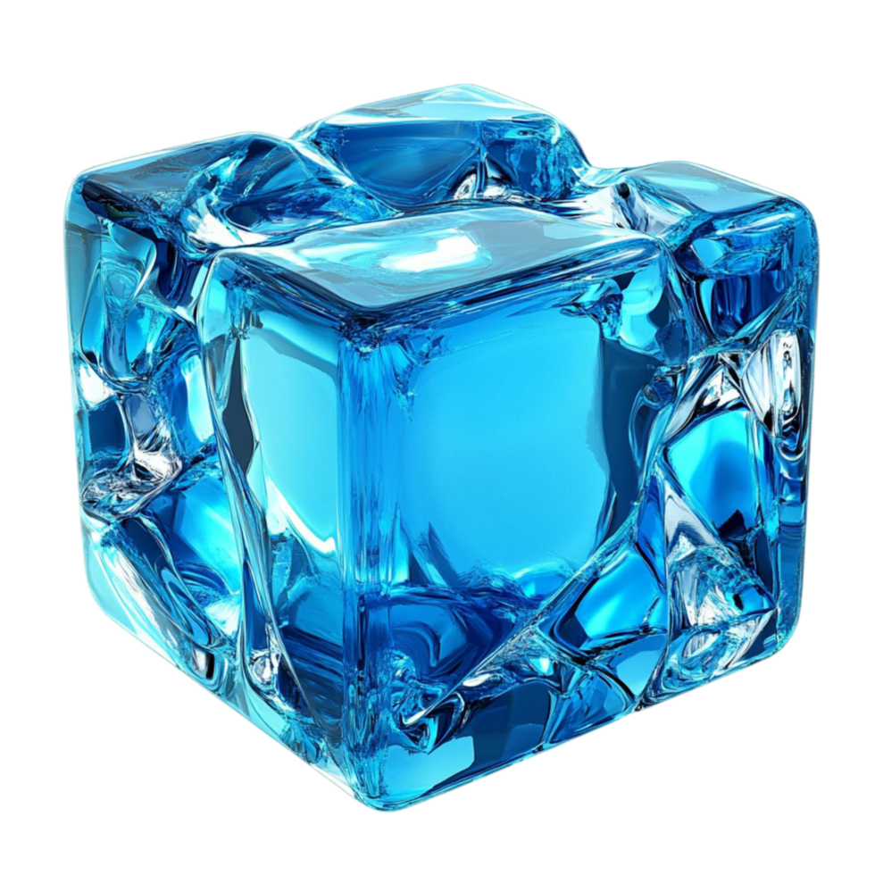 Blue Ice Cube with a Frozen Transparent Appearance png