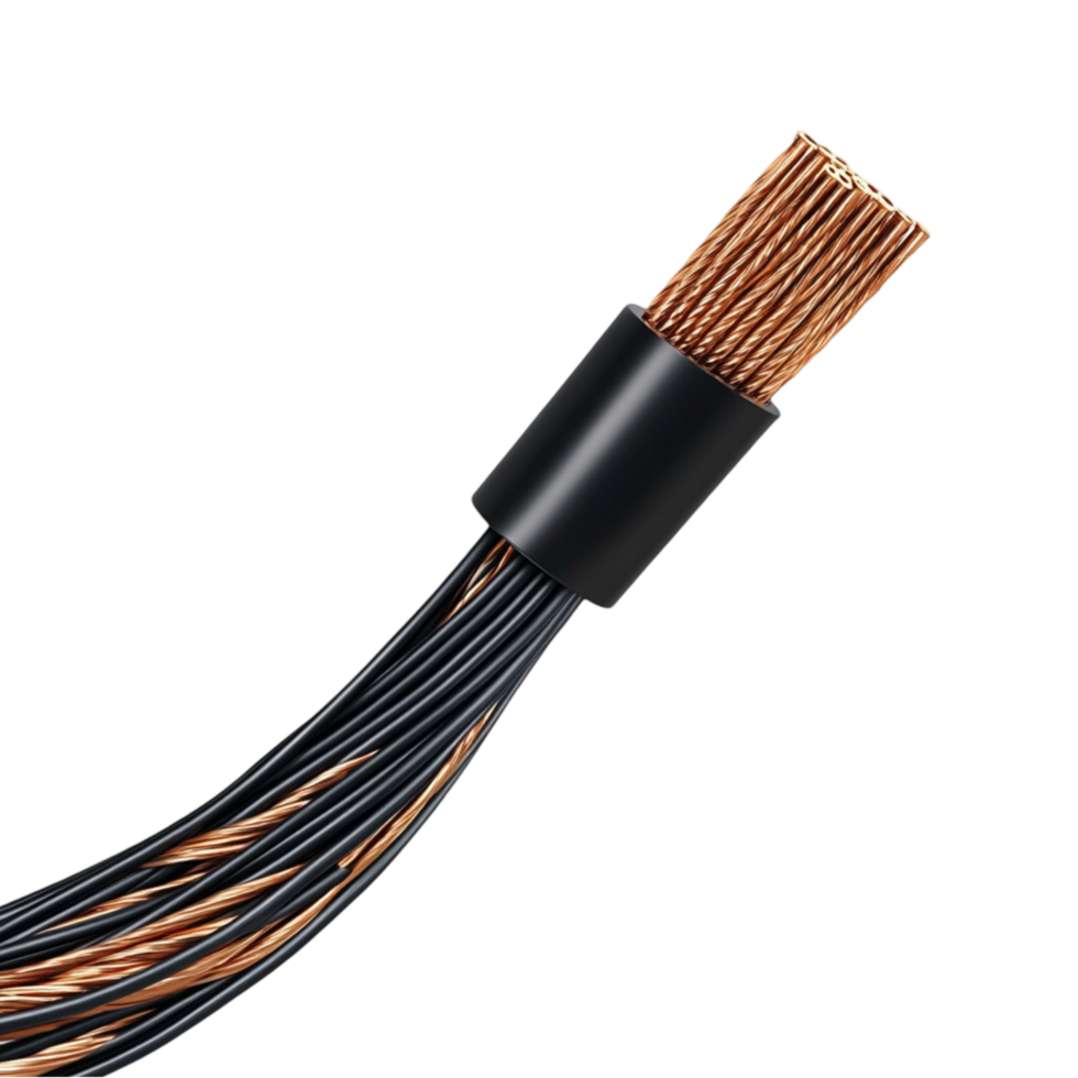 Large Copper Wire Bundle with Individual Strands Visible png