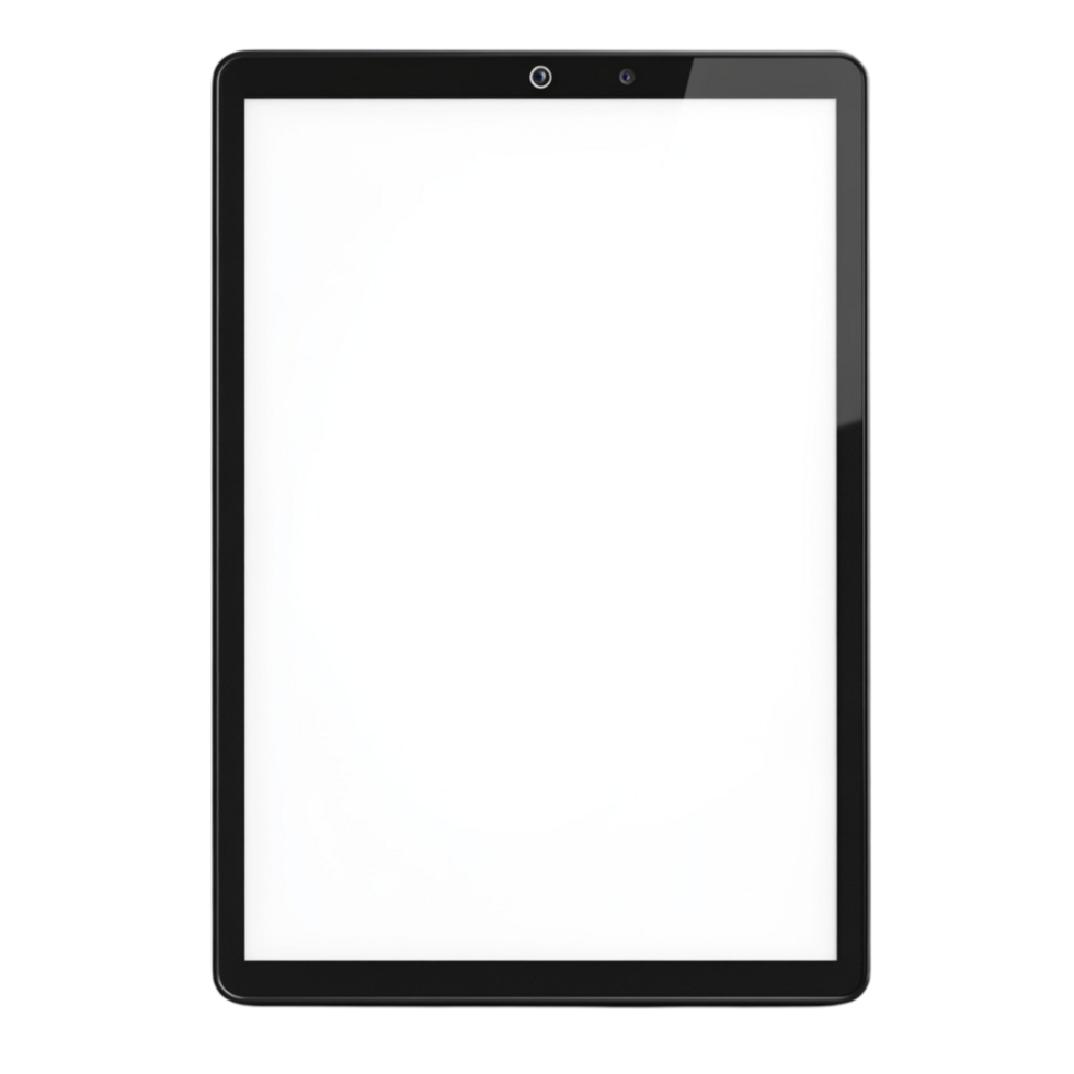 Tablet PC with Blank Screen on Transparent Background png