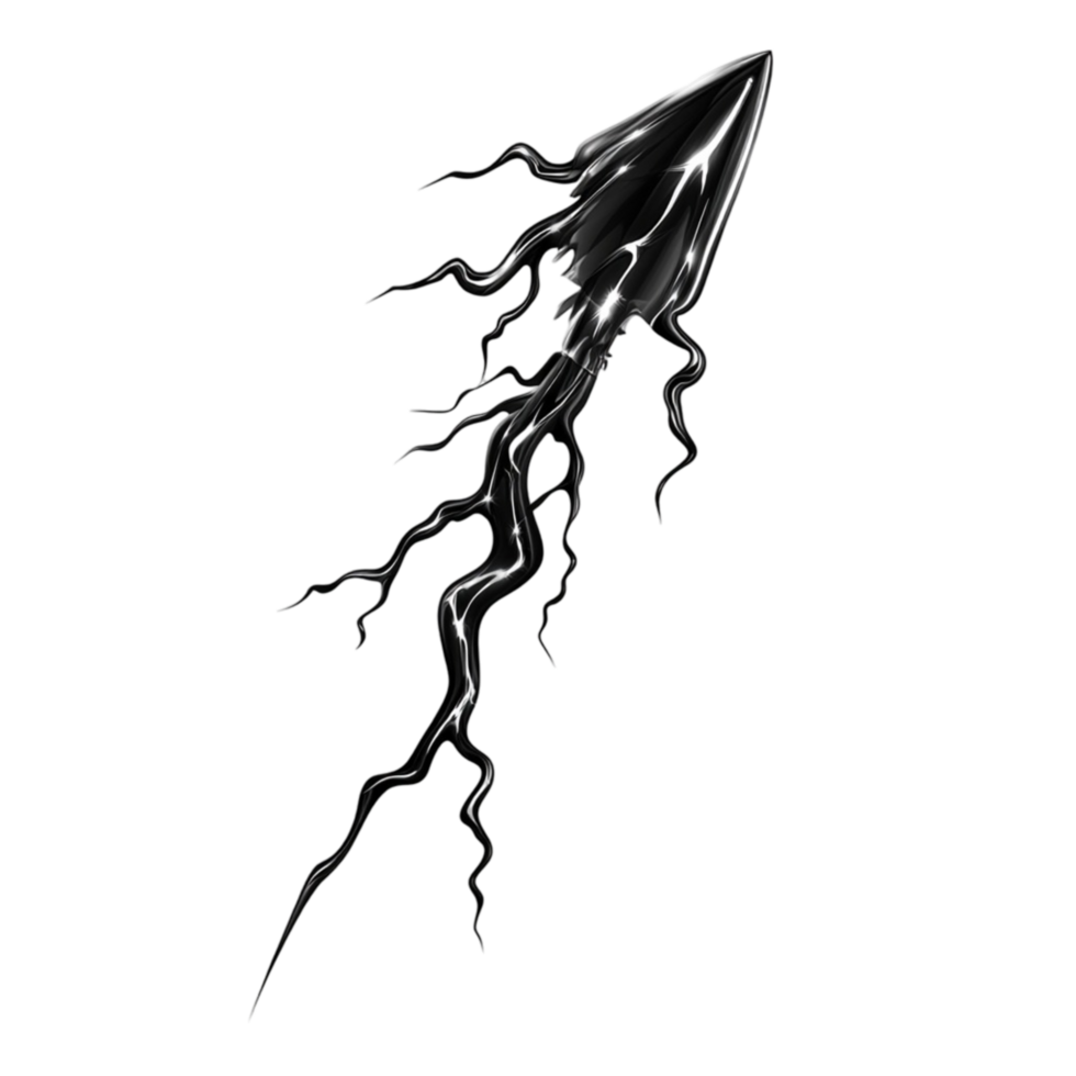 Black and White Drawing of a Lightning Bolt png