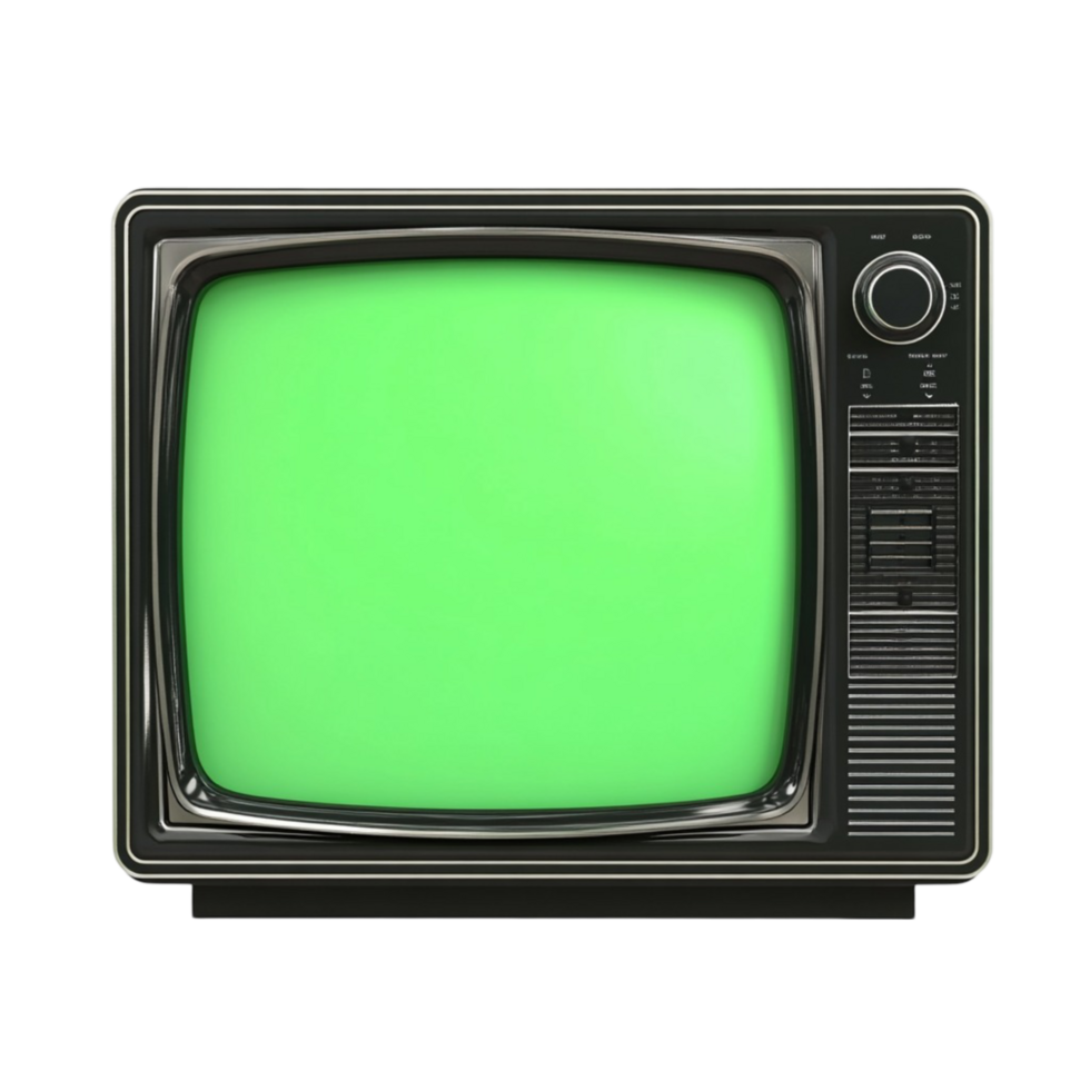 Retro TV with Green Screen on Transparent Background png