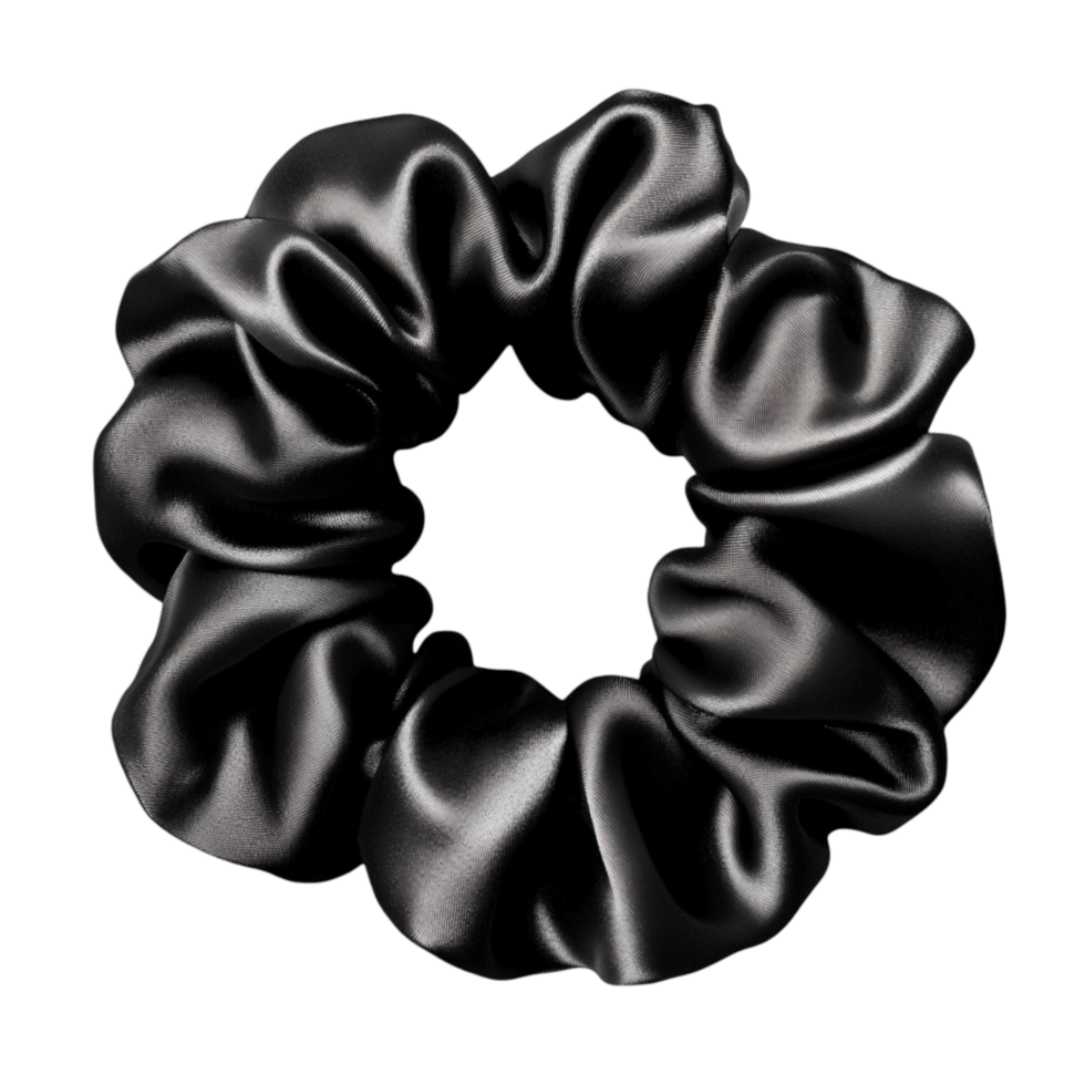 Puffy Black Hair Tie with Silky Finish png