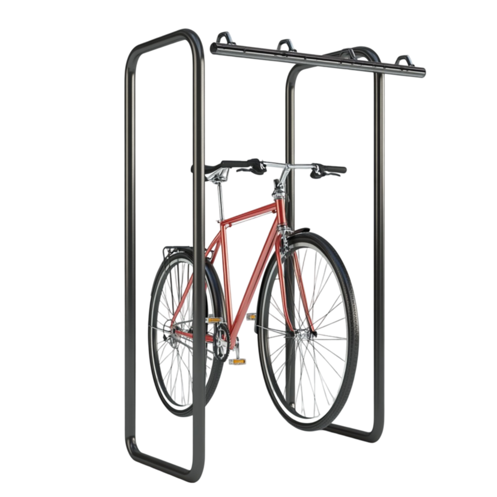 Bike Hanging on Bike Rack Transparent Background png