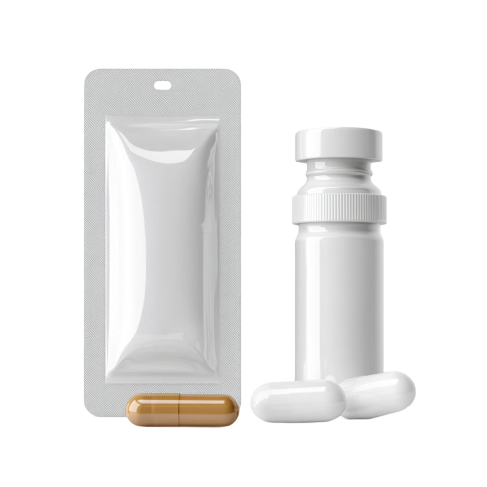 White Medicine Bottle and Pill Bottle Transparent Background png
