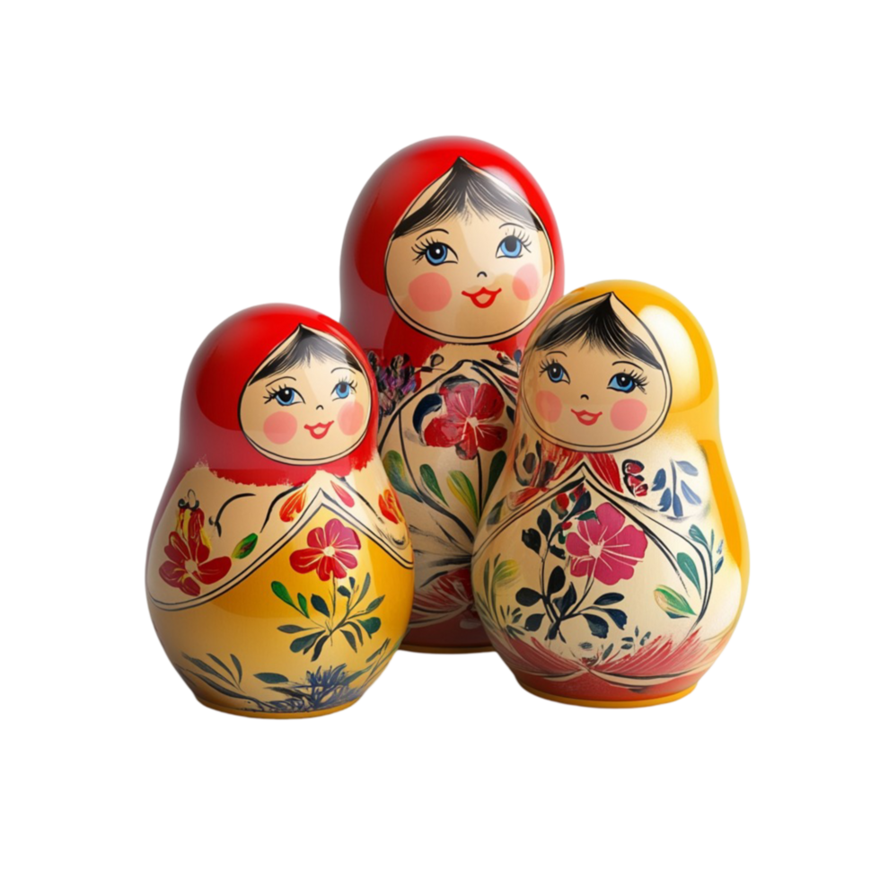 Traditional Russian Matryoshka Dolls Transparent Background png
