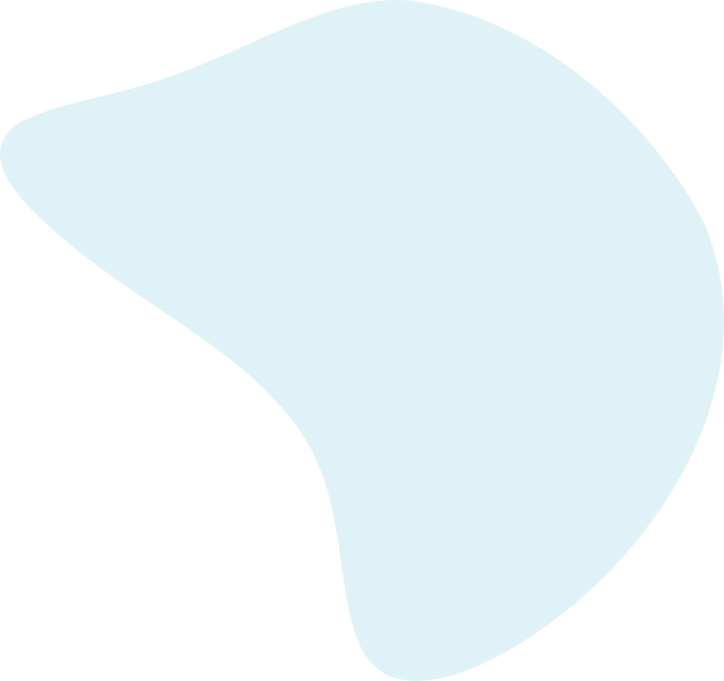 Abstract organic shape. Irregular form. Light blue color. Smooth edges. Isolated background. Solid fill. Simple design. Modern art. Minimalist aesthetic. Isolated element. png