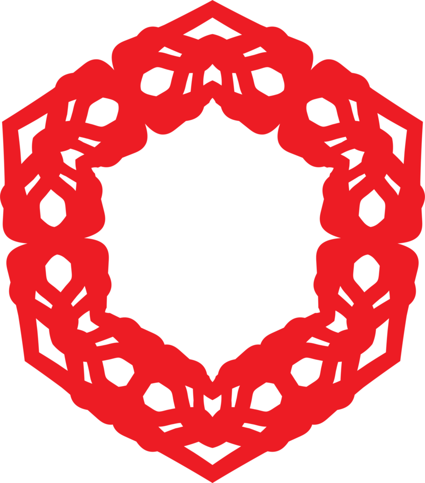 Intricate geometric frame featuring lace-like pattern. an elegant and sophisticated aesthetic. Timeless and versatile ornamental lace-like elements for artistic and modern design projects. png