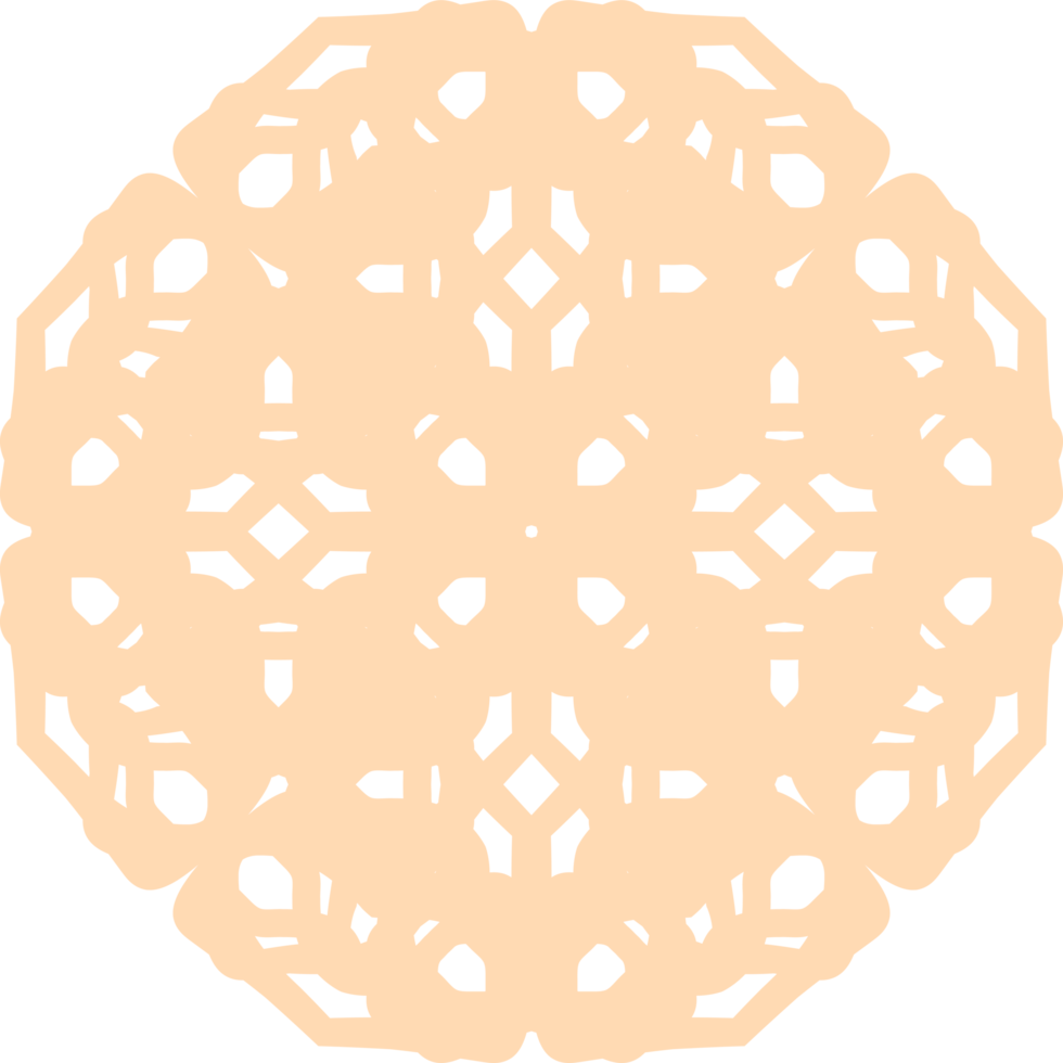 Doilies. Lace pattern. Clip art. Octagonal shape. Light peach color. Subtle pattern. Geometric motifs. Repeating design. Light gray background. Flat . Simple art. Modern style. Clean lines. png