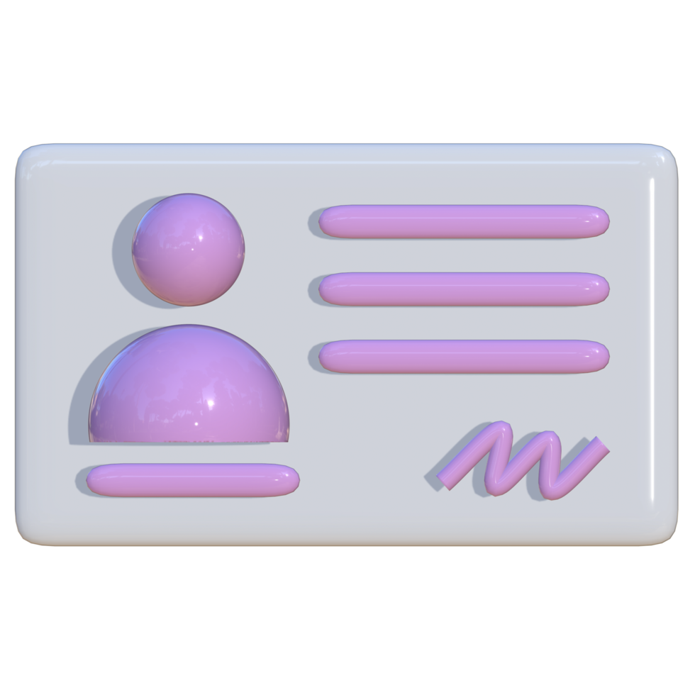 3D artwork of a landscape view ID card with signature symbol. Suitable for use as a media for company presentations, business, and advertising. png