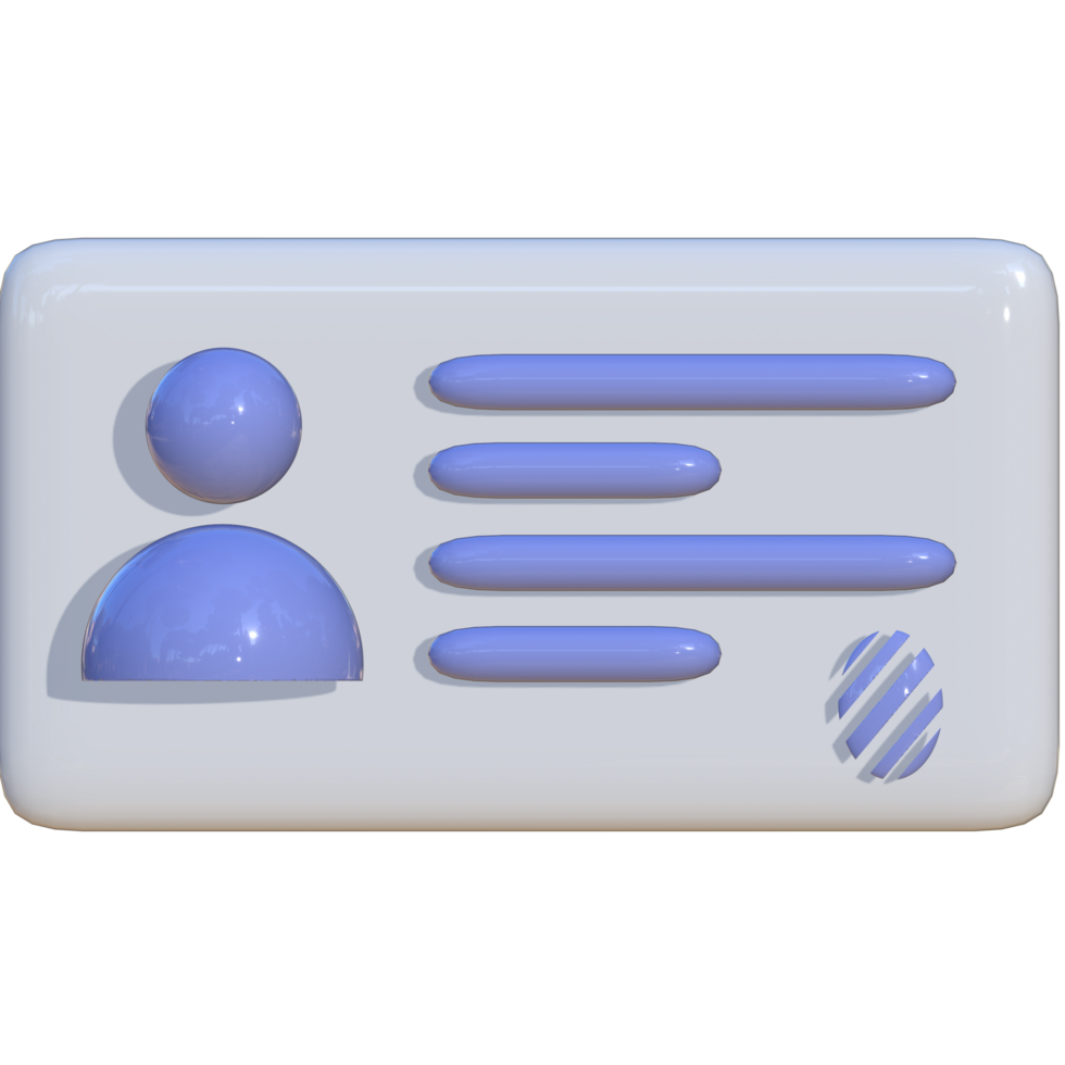 3D artwork of a landscape view ID card with fingerprint symbol. Suitable for use as a media for company presentations, business, and advertising. png