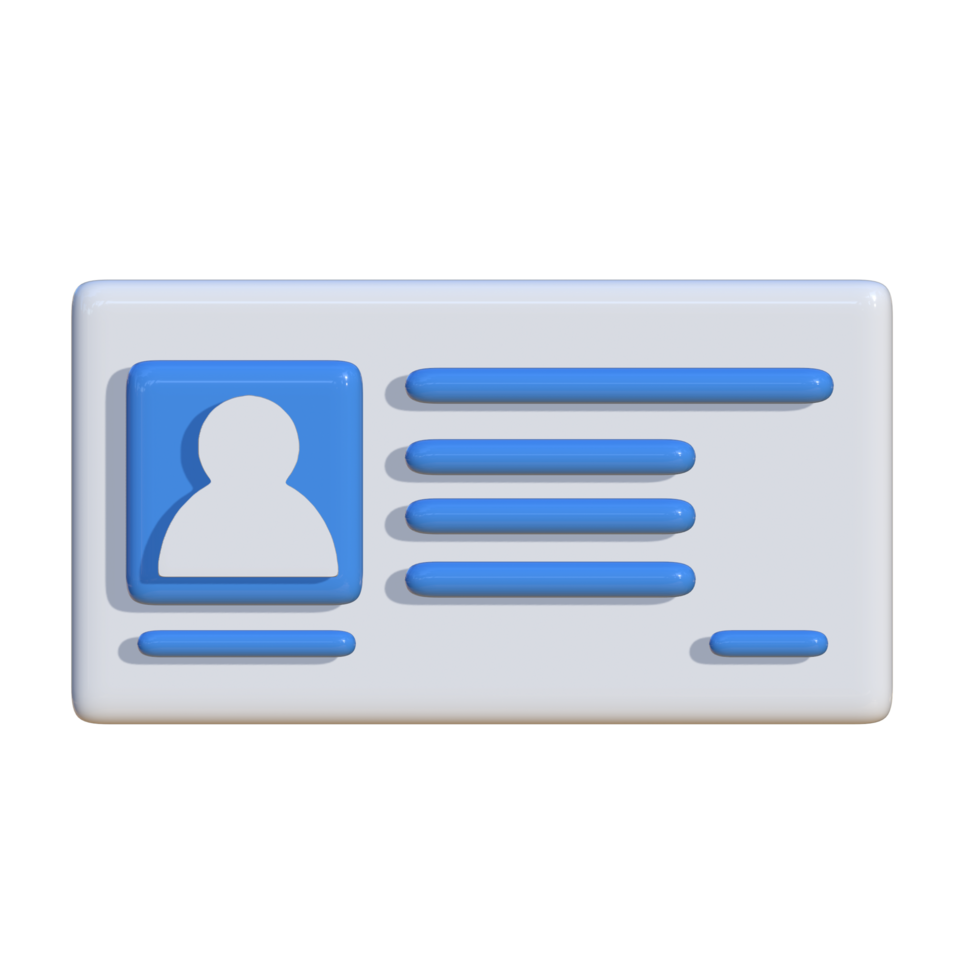 3D artwork of an ID card with landscape view. Suitable for use as a media for company presentations, business, and advertising png