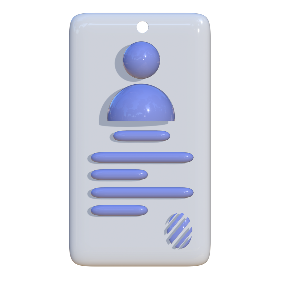 3D artwork of a portrait view ID card with fingerprint symbol. Suitable for use as a media for company presentations, business, and advertising. png