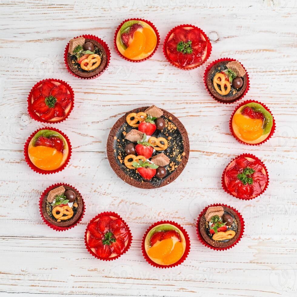 Top View of Assorted Pie for Valentines Days photo
