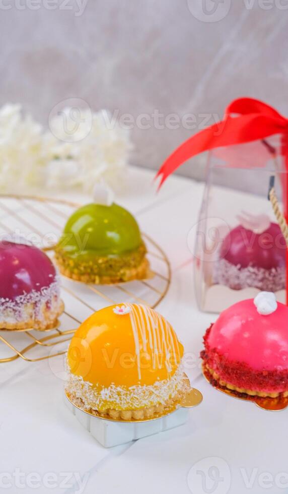 Colorful Dome Cakes for Valentines Days photo