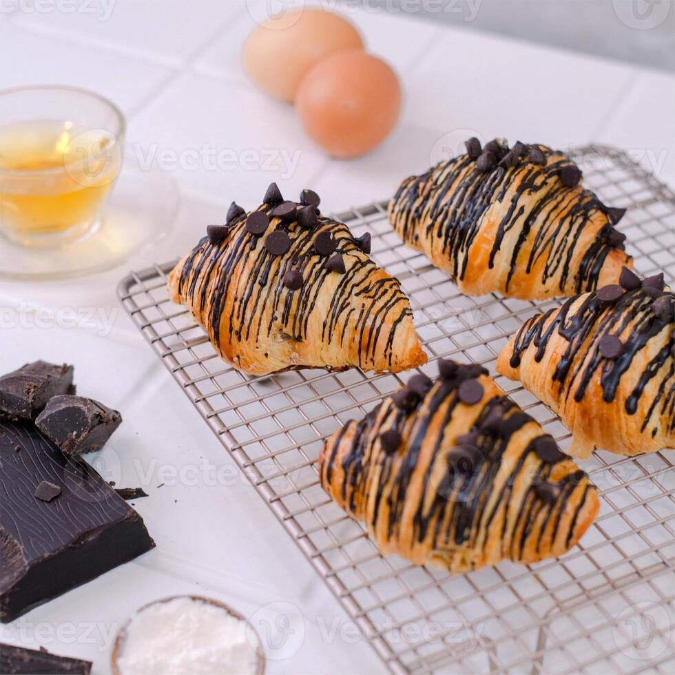 Food Photography of Mini Croissant Chocolate photo