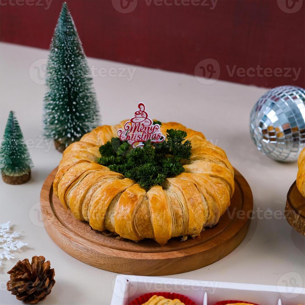 Christmas Pie With Merry Christmas Wording on Top photo