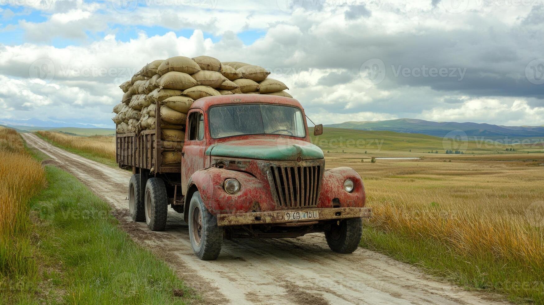 Vintage Truck on a Country Road photo
