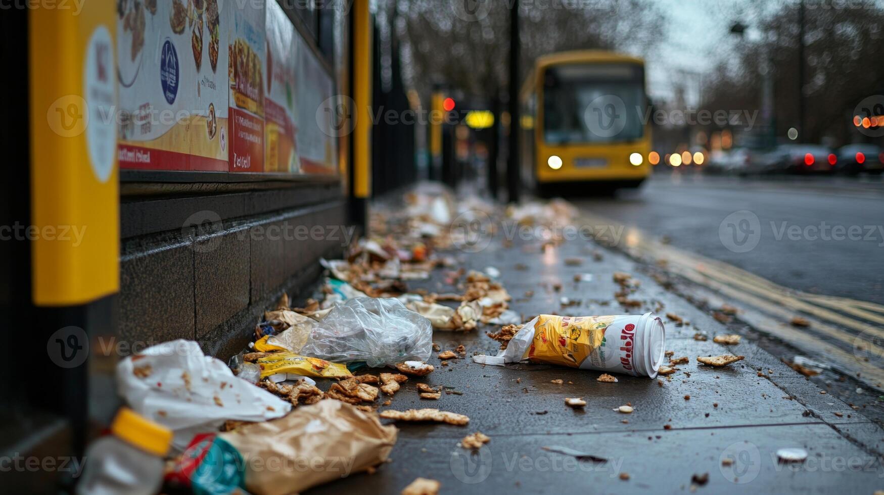 Urban Waste on a City Sidewalk photo