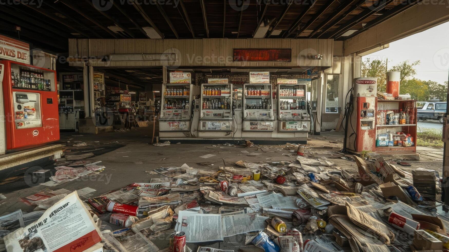 Abandoned Gas Station Interior - Decaying Beauty photo