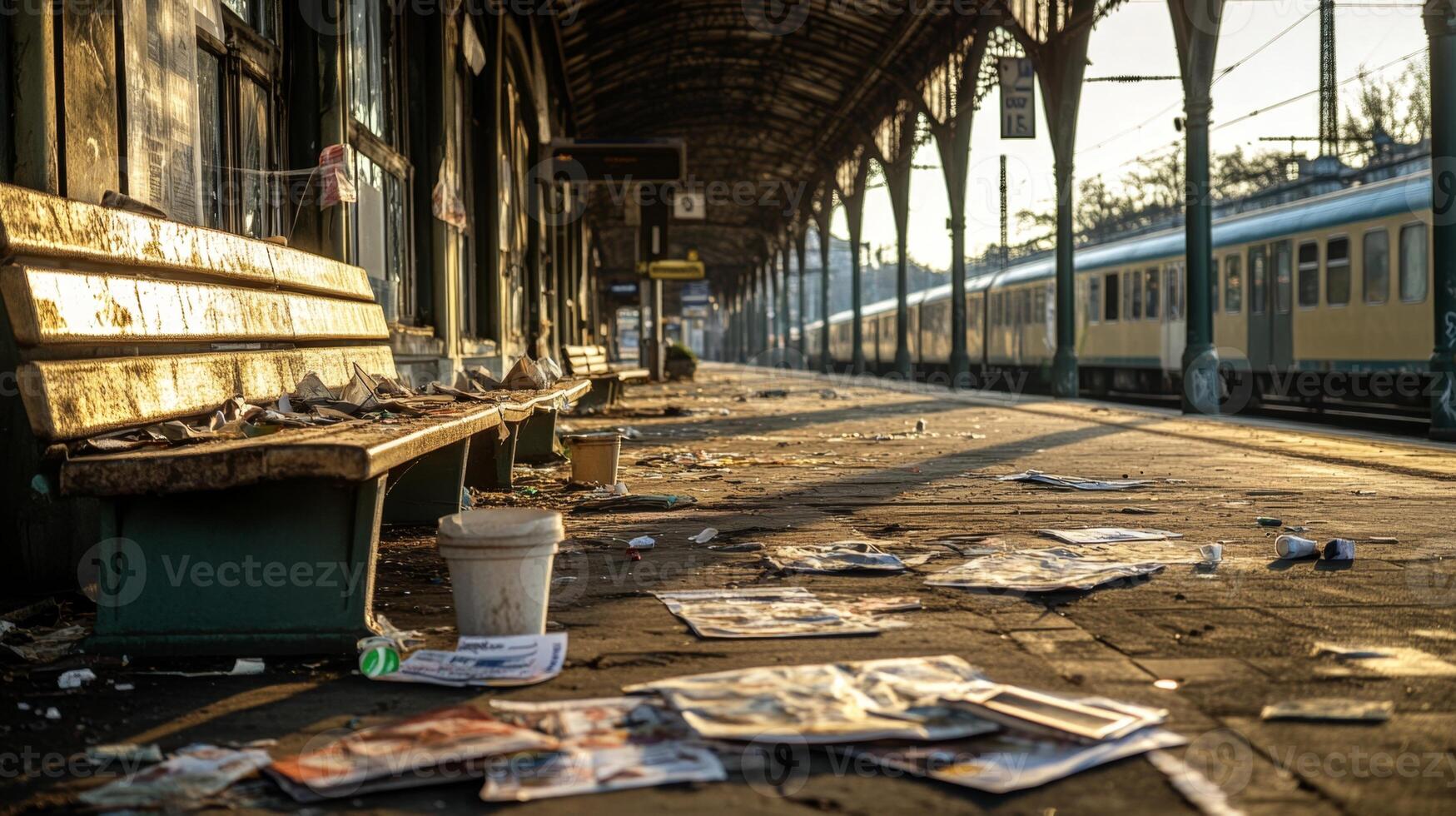 Abandoned Train Station Platform - A Desolate Scene photo