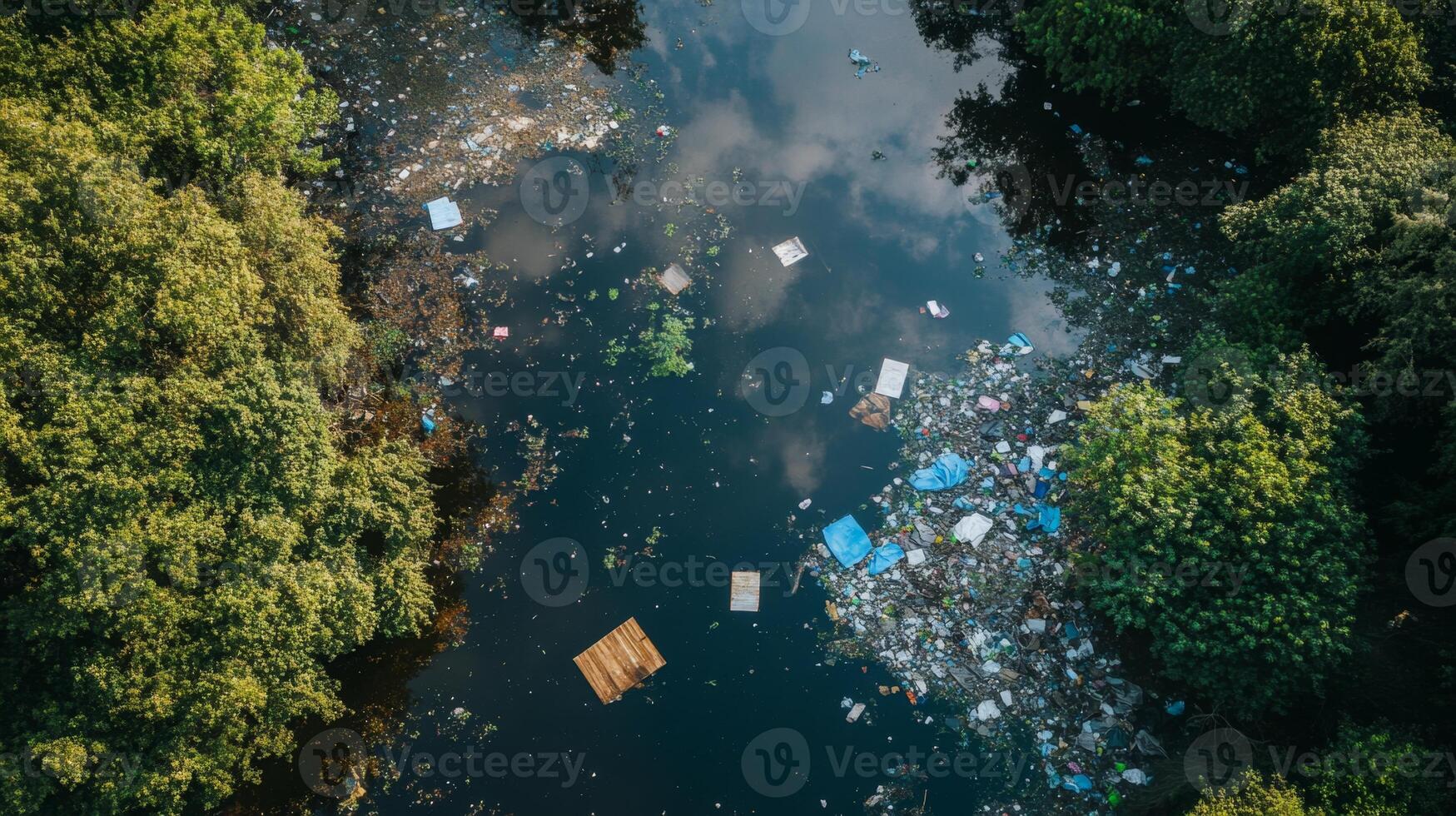Polluted River Ecosystem - Environmental Disaster photo