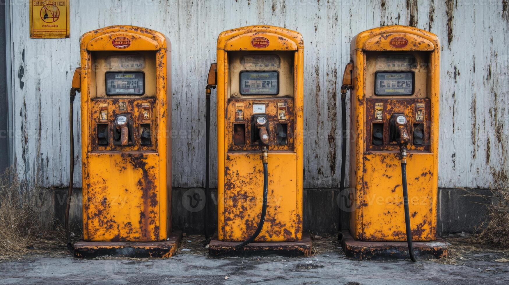 Vintage Rusty Gas Pumps - Industrial Retro photo