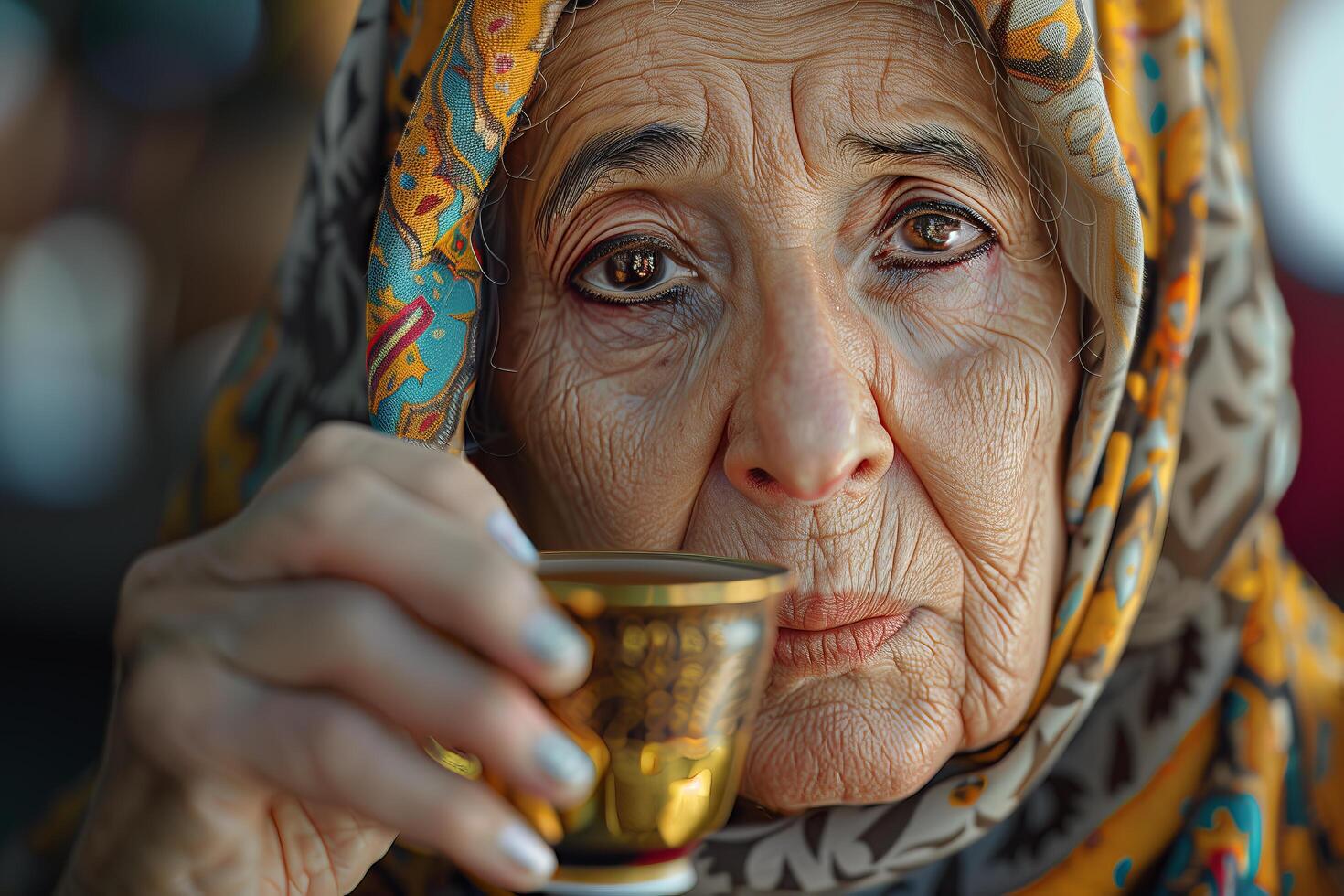 A woman wearing a scarf photo